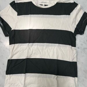 THE GREAT. Green and White Striped Tee